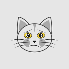 Vector illustration of a cat with emotions, in a flat style