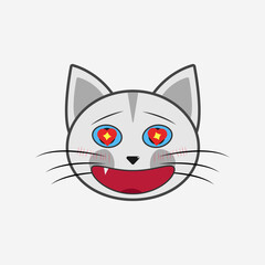 Vector illustration of a cat with emotions, in a flat style