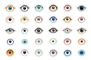 Eye Icon Set, Vision Symbols, Ophthalmologist Pictogram, Eyes Collection, Eye Lens Iris, Optic Pupil