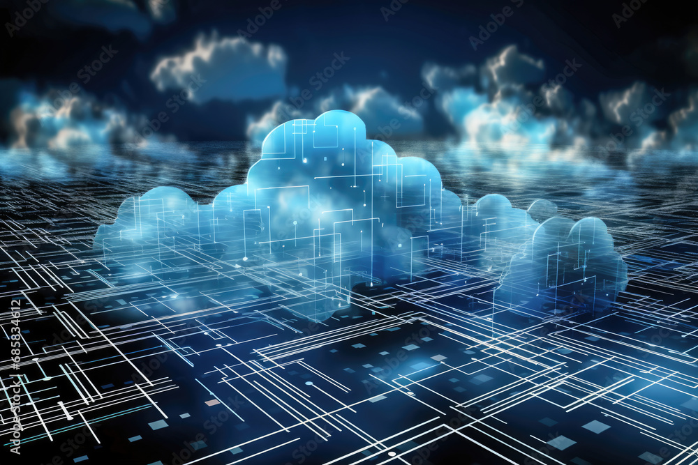 Aufkleber technology background of cloud and edge computing