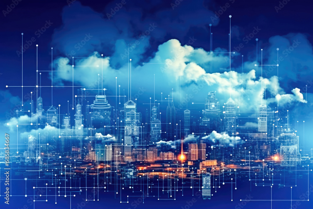 Aufkleber technology background of cloud and edge computing