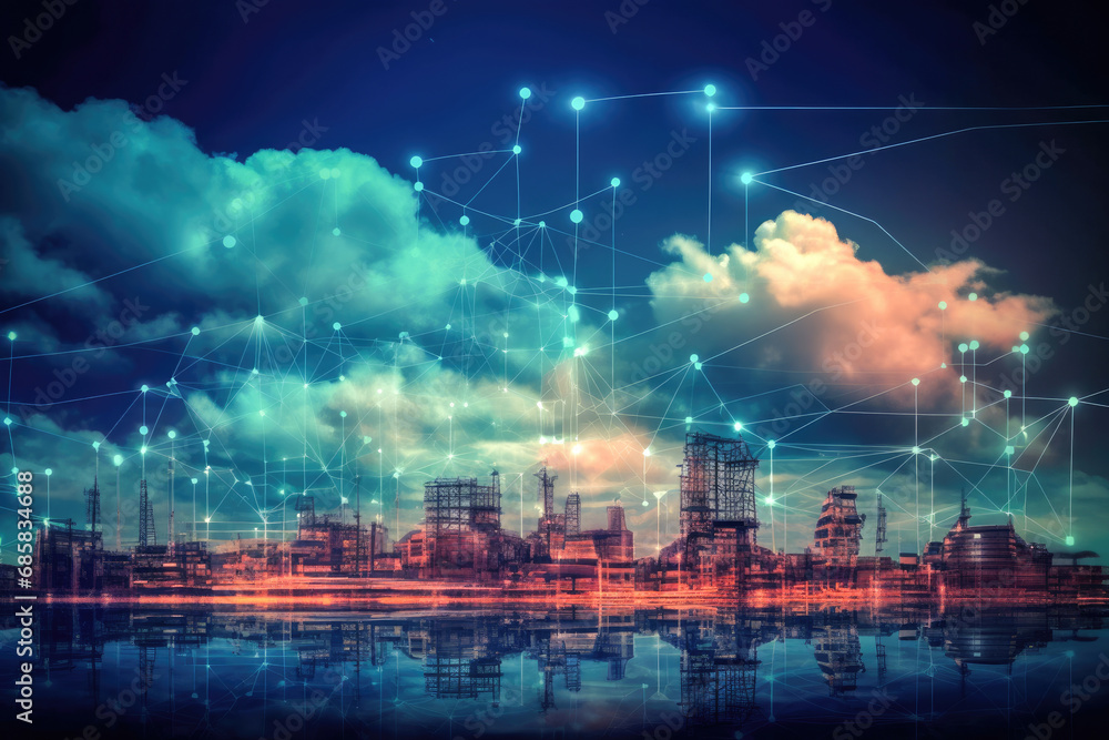 Poster technology background of cloud and edge computing