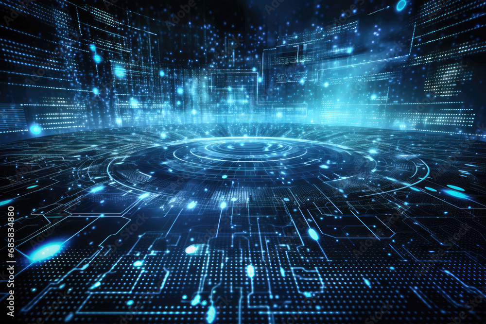 Poster fractal realms technology background of internet network connection