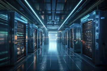 Technology background of Data processing with server room