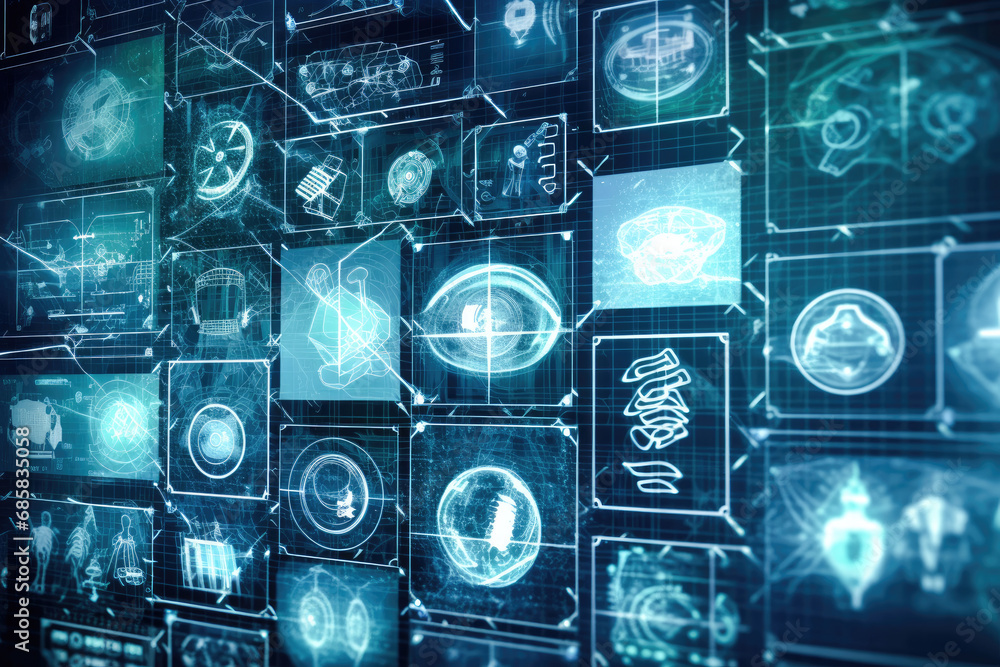 Poster interface technology background of medical network with digital devices