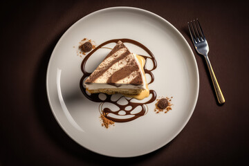 Fototapeta premium Tiramisu Cake, Italian Coffee Dessert, Coffee Cake with Mascarpone Cream