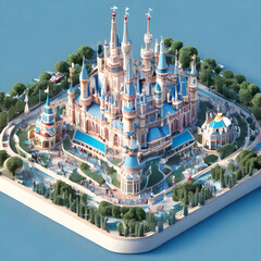 Disneyland Paris in Isometric Style - obrazy, fototapety, plakaty