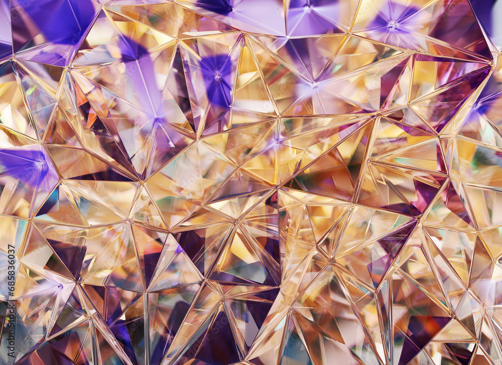 Poster luxury abstract realistic purple crystal texture reflection close up background 3d rendering