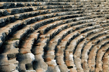 Amphitheater in the ancient city of Myra. Fragment of architecture. Turkey.