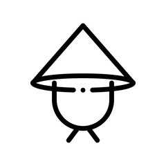 bamboo hat line icon