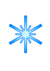 Minimalist simple illustration of a crystal, modern vector design, light blue snowflake with glowing center