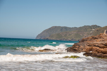 Beaches of the Calblanque Regional Park, Cartagena, LA MANGA DEL MAR MENOR Region of Murcia. a series of beaches and small coves, characterized by their fine golden sands and their almost virgin state