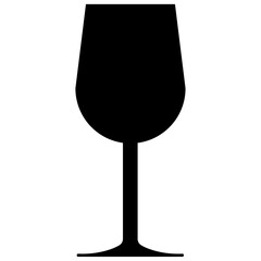 Simple silhouette of a wine glass, elegant and minimalist black color flat style design. Perfect for menus to websites.