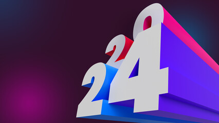 Happy new year 3d letters sign. Greeting card for the new year. 2024 new Year party. Transparency background.
