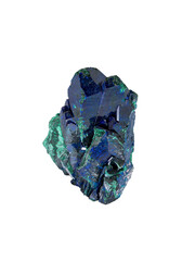 Azurite crystals with Malachite isolated on transparent background