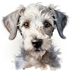 watercolor Bedlington Terrier clipart, Generative Ai