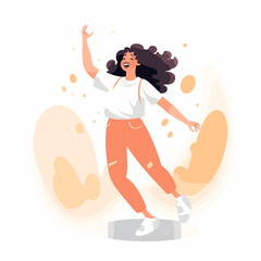 Ecstatic Woman Celebrating Success, Modern Flat Design Illustration