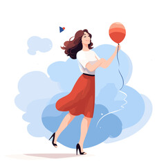 Ecstatic Woman Celebrating Success, Modern Flat Design Illustration