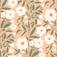 Warmth floral pattern. Background for fabric, tablecloth pattern, wrapping paper, gift paper. Print Ditsy. Motives are scattered randomly.
