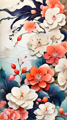 Flower wall background.Wallpaper.