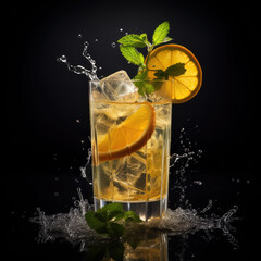 Lemon mint refresher: A zesty and cool cocktail delight with ice