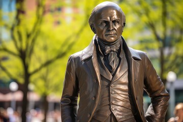 John Quincy Adam statue, the 6th President of the United States. - obrazy, fototapety, plakaty