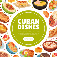 Cuban Food Banner Design with Tasty Served Dish Vector Template