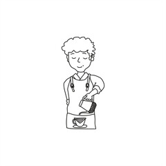 line art illustration of a coffee maker pouring water for an icon or logo