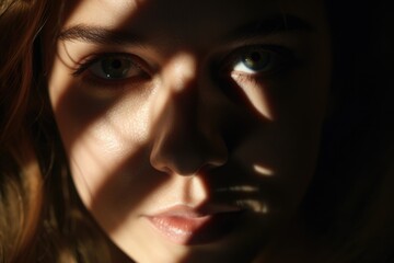 A detailed view of a woman's face with flowing long hair. This image can be used for beauty and skincare advertisements, fashion editorials, or as a stock photo for websites and blogs.