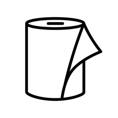 Paper towel flat icon. Pictogram for web. Line stroke. Vector illustration isolated on white background.