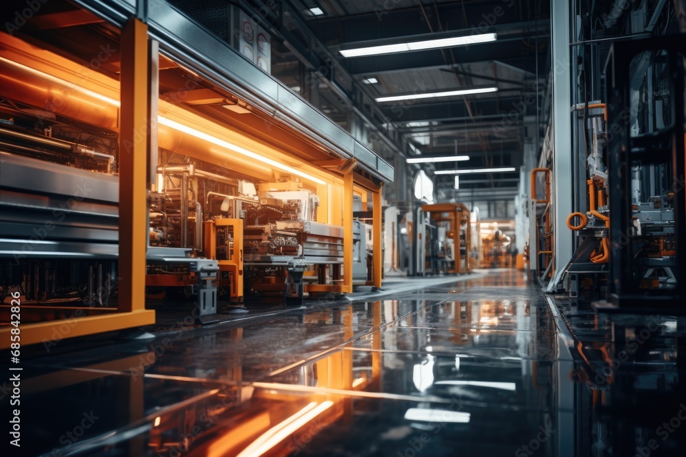 Poster a picture of a factory with a variety of machines. this image can be used to depict industrial manuf