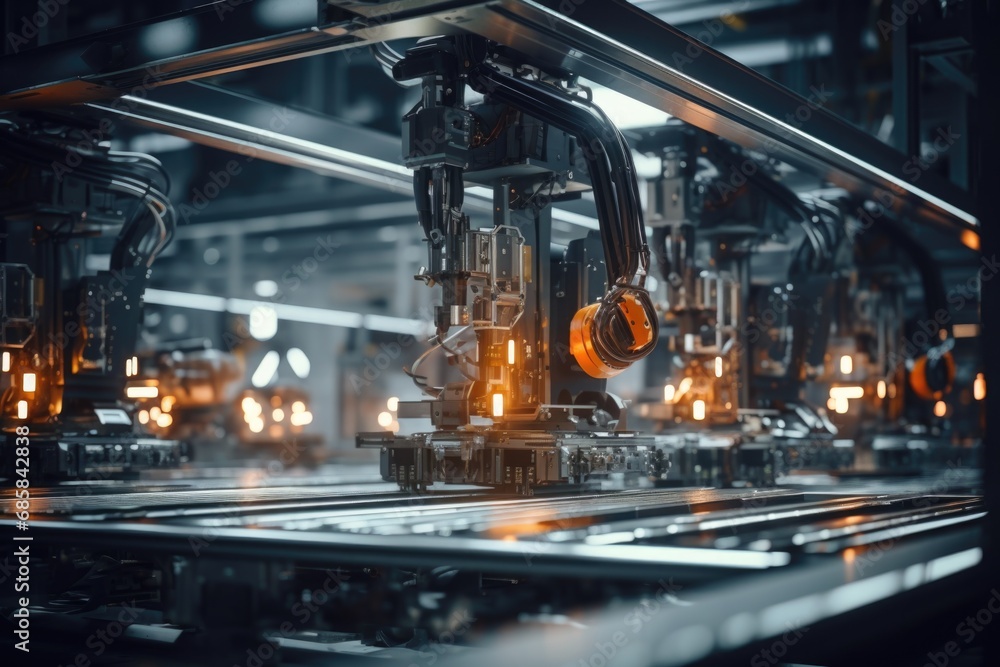 Poster a picture of a machine with a glowing light on it. this image can be used to depict technology, inno