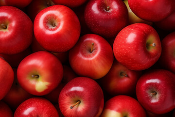 Fototapeta na wymiar Background of fresh red apple arranged together representing concept of healthy diet