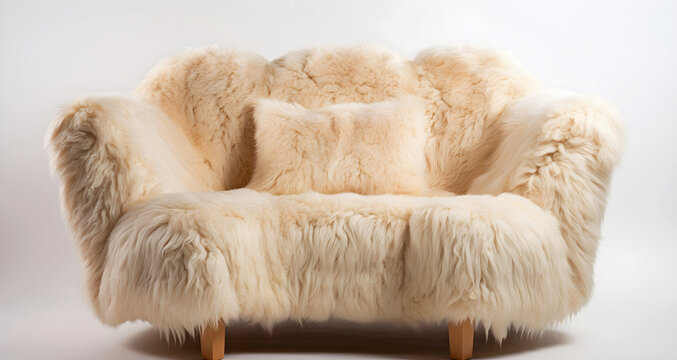 sheep skin Fur on furniture. AI generated.