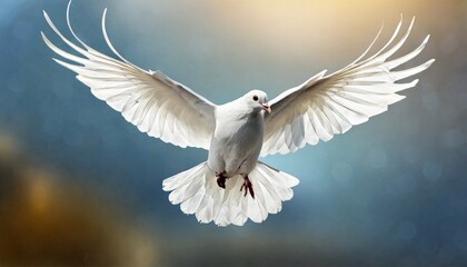 a free flying white dove on background generative ai