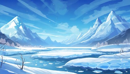 anime ice landscape for game background