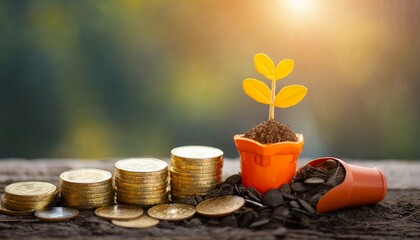planting the seeds of success the journey of business growth money growth saving and investing concept personal finance background conceptual imagery of financial concepts generative ai - obrazy, fototapety, plakaty