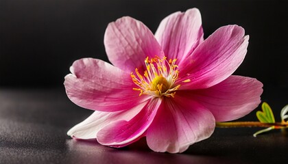 pink flower on the black background
