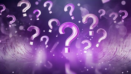 abstract purple background with flying question marks - obrazy, fototapety, plakaty
