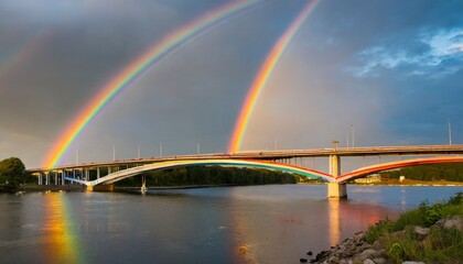 Fototapeta na wymiar color rainbow over the bridge