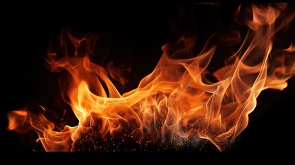 Fototapeta premium Fire burning black background. Abstract fire. Beautiful fire image. Flames on black