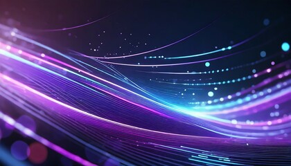 Fototapeta na wymiar abstract futuristic background with purple and blue glowing neon moving high speed wave lines and bokeh lights data transfer concept