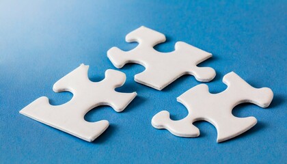 white details of puzzle on blue background