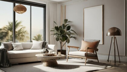 home mockup contemporary room interior background 3d render