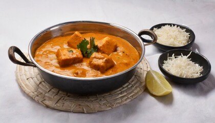 butter chicken indian food looks delicious against a white background