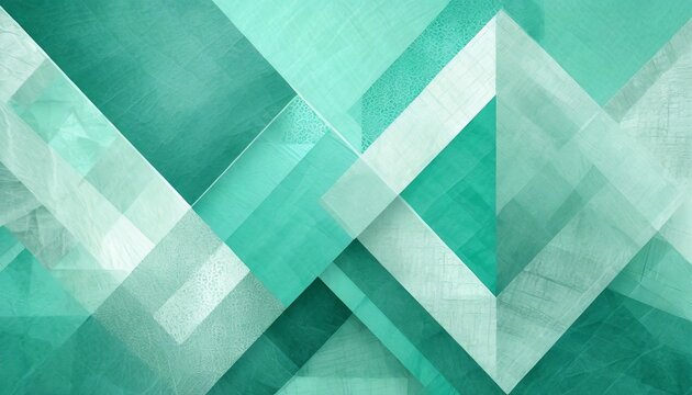 pretty abstract pastel mint green background with diamond squares and triangle shapes layered in classy artsy pattern cool dark and light colors and linen style texture material design