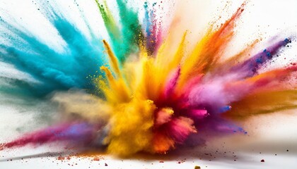 explosion of colored powder on white background