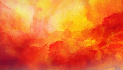 red orange and yellow background watercolor painted texture grunge abstract hot sunrise or burning...