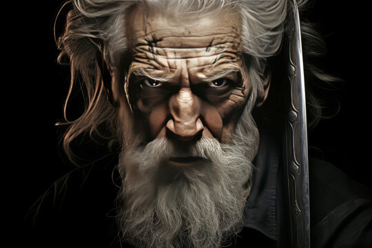 Berserkers of the Sea. Impressive and intimidating portrait of a seasoned viking warrior
