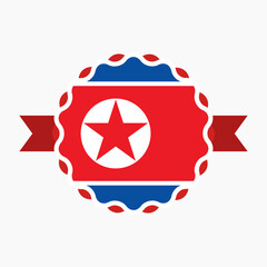 Creative North Korea Flag Emblem Badge